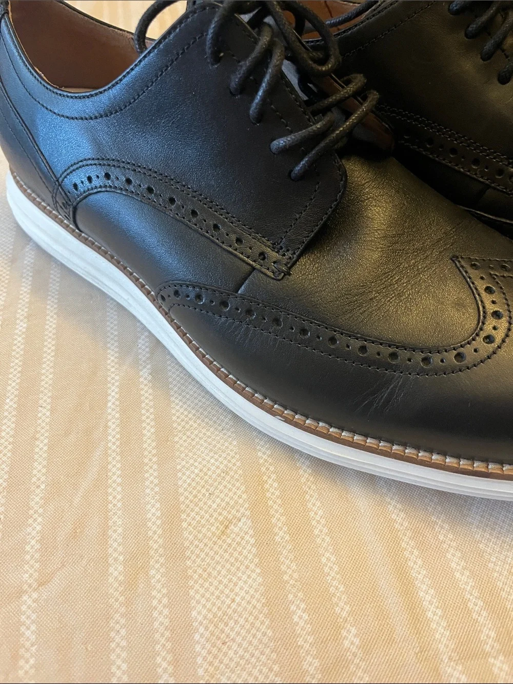 Cole Haan Black Leather Wingtip Derby Oxfords